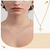 1Pc Star Brass & Iron & Rhinestone Pendant Necklaces NJEW-LP0004-15G-1