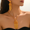 Vintage Alloy Long Tassel Hollow Flower Earrings & Necklaces Sets for Women HI3455-3