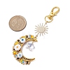 Moon Alloy & Glass Beads Pendant Decorations HJEW-MZ00078-3