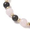 Natural Multicolor Tourmaline and Rose Quartz Round Beads Stretch Bracelets for Women BJEW-JB13517-3
