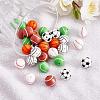 12Pcs 6 Style Basketball/Soccer/Tennis/Baseball/Rugby/Volleyball Silicone Beads JX308A-01-3