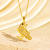 Brass Micro Pave Cubic Zirconia Bird Pendant Necklaces for Women WG99159-02-1