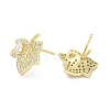 Rack Plating Brass Micro Pave Clear Cubic Zirconia Stud Earrings for Women EJEW-M260-21G-2