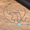 Synthetic Turquoise 304 Stainless Steel Coin Pendant Necklaces for Men WG41827-03-1