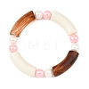 Opaque Acrylic Tube and Round Beaded Stretch Bracelets BJEW-JB14455-3