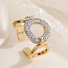 Brass Micro Pave Clear Cubic Zirconia Cuff Open Rings WG25CE0-02-1