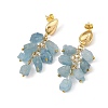 Brass with Raw Rough Natural Aquamarine Beads Stud Dangle Earrings EJEW-JE07474-01-4