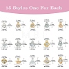 15pcs 15 Styles Alloy Charms ZIRC-YW0001-11-2