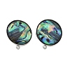 304 Stainless Steel Pave Natural Paua Shell Stud Earring Findings STAS-Z125-09P-2