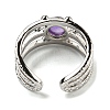 Natural Amethyst Adjustable Rings RJEW-K269-10P-03-3