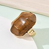 Natural Tiger Eye & Alloy Finger Rings for Women RJEW-G375-01G-03-3