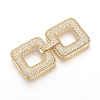 Brass Micro Pave Cubic Zirconia Fold Over Clasps ZIRC-S058-01G-1