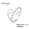 304 Stainless Steel & Crystal Rhinestone Cuff Open Rings WGEE38E-01-2