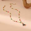 Christmas Alloy & Brass Red and Green Enamel Pendant Colorful Resin Beaded Necklaces for Women FS-WGF8F07-06-1