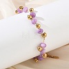304 Stainless Steel Rondelle Natural Amethyst Beaded Bracelets BJEW-C151-04B-1