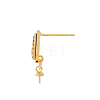 Brass Micro Pave Clear Cubic Zirconia Stud Earring Findings KK-N233-130-NF-4