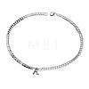 304 Stainless Steel Initial Pendant Cuban Link Chain Necklaces FS-WGB15F2-01-5