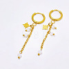 304 Stainless Steel Glass Star Tassel Hoop Earrings FS-WG135BB-03-1