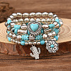 4Pcs 4Pcs Synthetic Turquoise & CCB Beaded Stretch Bracelets FS-WGC8DBE-02-1