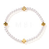 Summer Brass Cross and Round Imitation Pearl Beaded Stretch Bracelets for Women NA3901-1