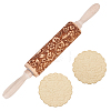 Flower Print Wood Rolling Pin AJEW-WH0528-06-1
