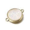 Natural White Shell Brass Flat Round Links Connector Charms KK-C262-03B-01G-2