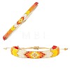 Adjustable Glass Seed Bead Braided Bead Bracelets for Women AP3719-1-2