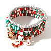 Christmas 304 Stainless Steel Enamel Reindeer & Santa Claus & Snowman Charm Bracelets LQ5841-4-2