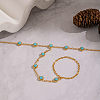 304 Stainless Steel Pave Synthetic Turquoise Link Ring Bracelets LS-VX6527-6