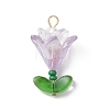 7Pcs Transparent Acrylic Flower Pendants PALLOY-MZ01099-3
