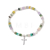 Cross 304 Stainless Steel Charm Bracelets BJEW-JB13112-3