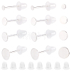 16Pairs 4 Styles 925 Sterling Silver Flat Pad Stud Earring Findings STER-BBC0009-08-1