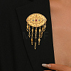Vintage Brass Micro Pave Cubic Zirconia Filigree Evil Eye Dangle Brooches VX2385-3