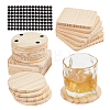 Olycraft 24Pcs 2 Styles Wooden Cup Mats AJEW-OC0004-63-1