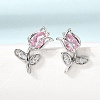 Brass Micro Pave Cubic Zirconia Stud Earrings KK-CBA8324-19P-02-3