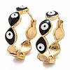 Brass Enamel Huggie Hoop Earrings EJEW-F264-18F-G-1