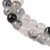 Natural Tourmalinated Quartz/Black Rutilated Quartz Beads Strands G-E558-04-6mm-6