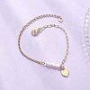 Brass Heart Charm Bracelets BJEW-JB12712-1