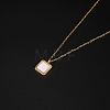 Natural Shell Square Pendant Necklace with Stainless Steel Chains TM4742-1-4