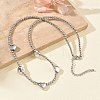 Brass Round Heart Beaded Necklaces NJEW-Z120-01P-2