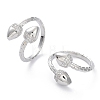 Clear Cubic Zirconia Double Acorn Open Cuff Rings RJEW-G287-01P-1