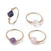 Star Cut Round Natural Mixed Gemstone Finger Rings RJEW-JR00726-1