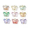 Butterfly Gradient Color Baking Paint Transparent Glass Charms PALLOY-JF03266-01-1