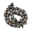 Natural Black Silk Stone/Netstone Beads Strands G-A247-04-3