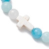 Natural Mashan Jade & White Jade Beaded Stretch Bracelets BJEW-JB11152-3