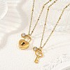 2Pcs 2 Styles 304 Stainless Steel Pendant Satellite Chain Necklaces NJEW-JN06495-01-1