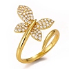 Brass Micro Pave Clear Cubic Zirconia Cuff Rings RJEW-D349-02A-G-1