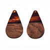 Transparent Resin & Walnut Wood Pendants RESI-N025-030-C02-1
