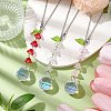 3Pcs 3 Colors Glass Lily of the Valley Pendant Decorations HJEW-JM01972-4