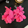 Alloy Polyester Flower Tassel Stud Earrings FS-WG690F4-04-1